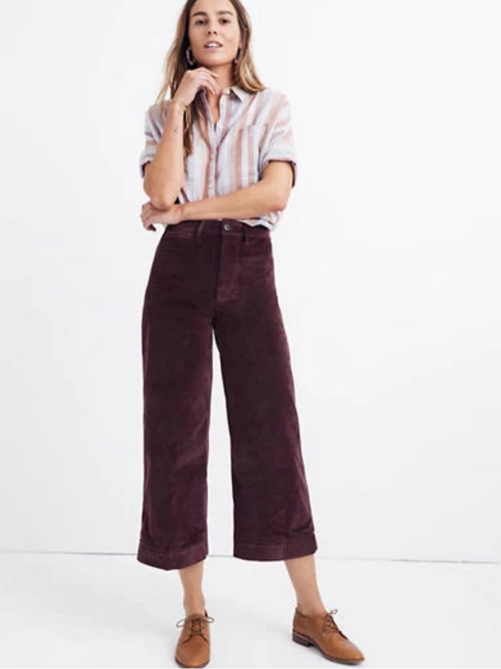 Madewell maroon velvet crop pants 26
